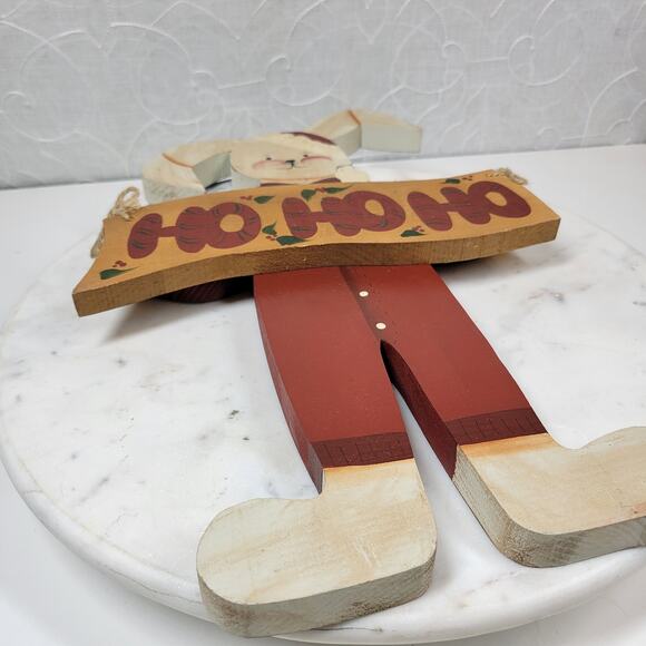 VINTAGE Bunny Santa Claus Ornament 15" HO HO HO Handmade Folk‎ Art Christmas - Picture 11 of 13